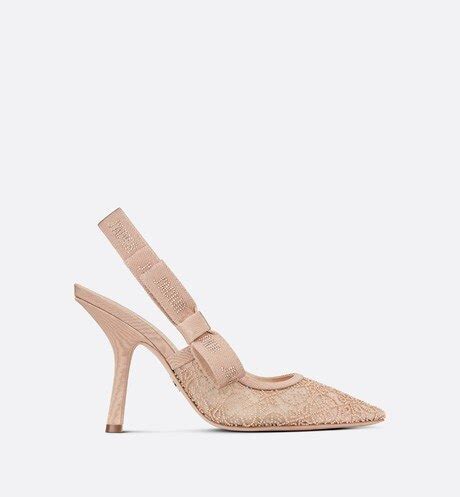 J'Adior Slingback Pump Nude Resin Pearl Embroidered Tulle